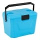 Blue insulated portable cooler with cup holders, triple-layer insulation, and user-friendly handle for outdoor.