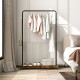 Rolling garment rack with 5 hooks and a wide storage shelf, perfect for organizing clothes and accessories in any room.