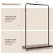Rolling garment rack with hanging hooks and bottom storage shelf, featuring a rustproof metal frame and 4 casters for.