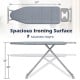 Spacious ironing board with silver-gray cover, featuring 7 adjustable heights and a sturdy carbon steel frame for.