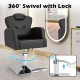 Heavy-duty salon chair in black with 360-degree swivel, adjustable height, and ergonomic design for comfort and support.