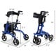 Folding aluminum rollator walker in blue with 8-inch wheels, adjustable height, and a seat for comfortable mobility.