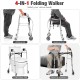 Height adjustable aluminum walker with rolling wheels, brakes, and ergonomic backrest for versatile mobility and.