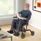 Folding rollator walker with seat and wheels in red, supporting up to 300 lbs, ideal for mobility and comfort indoors.