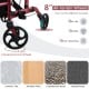 8" all-terrain wheels of the red folding rollator walker, designed for smooth mobility on various surfaces.