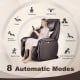 Full body zero gravity massage chair in brown with 8 automatic modes and ergonomic SL track for ultimate relaxation.