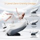 Full body massage chair in white with 3-level zero gravity design for ultimate relaxation and ergonomic support.