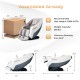 Full body massage chair in white with ergonomic design, waist heating, and airbag massage features for ultimate.
