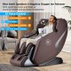 Full body massage chair in brown with zero-gravity design, Bluetooth speakers, and negative ion release for relaxation.