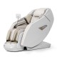 Zero gravity full body massage chair in white with 42 airbags, heart rate monitor, and customizable massage programs.