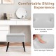 Gray velvet storage ottoman with solid wood legs, featuring a soft sponge padding and easy-opening hinged lid for.