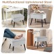 Gray velvet storage ottoman with solid wood legs, multifunctional for seating, storage, or as a footrest.