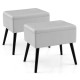 Gray velvet storage ottomans with solid wood legs, featuring a hinged lid for convenient storage in living room or.