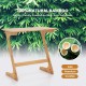 Bamboo Z-shaped side table with spacious tabletop, natural finish, ideal for small spaces and multi-functional use.