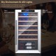 20-inch wine refrigerator with tempered glass door, holding 33 bottles, featuring LED lights and anti-condensation.