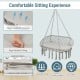 Gray 2-person macrame hammock chair with soft cushion, featuring a sturdy frame and breathable design for ultimate.