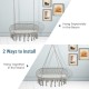 Gray 2-person macrame hammock chair with cushion, showcasing two installation methods for versatile use indoors or.