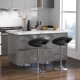 Height adjustable black bar stools with hollow back and footrest, featuring a sleek design and 360-degree swivel for.