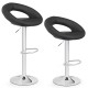 Height adjustable black bar stools set of 2 with hollow back, footrest, and 360-degree swivel for versatile seating.