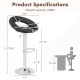 Height adjustable black bar stool with hollow back, footrest, and electroplated base, ideal for personalized comfort.