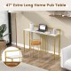 47-inch entryway table with faux marble top and baffle design, ideal for console or sofa use in stylish spaces.