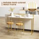 47-inch long entryway table with faux marble top and gold-colored metal frame, ideal for console or sofa placement.