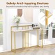 47-inch entryway table with faux marble top and gold metal frame, featuring anti-toppling devices for added safety.