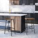 Industrial saddle bar stools with metal legs, featuring a contoured seat, perfect for kitchen or bar use.