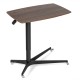 Height adjustable mobile standing desk in brown with lockable wheels, perfect for versatile use in various spaces.