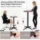 Height adjustable mobile standing desk in brown, 24-37'' height range, with lockable wheels for versatile use.