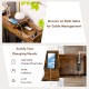 Industrial end table in rustic brown with charging station, featuring 2 AC outlets and 2 USB ports for easy device.