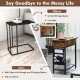 Industrial end table with charging station, flip top, and ample storage for a tidy living room or bedroom setup.