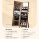 Freestanding jewelry cabinet in rustic brown with full-length mirror, multiple storage options, and lockable design.