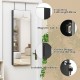 Wall-mounted jewelry cabinet with full-length mirror, lockable design, and large storage for jewelry and cosmetics.
