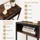 Industrial side table with spacious tabletop and open storage compartment, featuring a sturdy steel frame and MDF.
