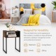 Industrial side table with open storage, MDF and steel frame, perfect for compact spaces in bedroom or living room.