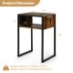 Industrial side table with open storage, MDF top and anti-rust steel frame, perfect for compact spaces and home decor.