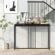 Black 48-inch console table with faux marble top and powder-coated steel frame, perfect for entryways or living rooms.