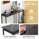 Black faux marble tabletop console table with powder-coated steel frame, ideal for entryway or living room use.