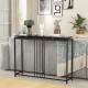 Black 48-inch console table with faux marble top and powder-coated steel frame, perfect for entryway or living room.