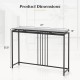 Dimensions of a 48-inch black console table with faux marble top and steel frame, perfect for entryway or living room.