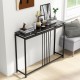 48-inch console table with black powder-coated steel frame and faux marble top, perfect for entryway or living room.