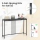 48-inch console table with a stylish faux marble top and black powder-coated steel frame, ideal for entryways and.