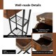 C-shaped end side table in rustic brown with a heavy-duty metal frame, flip tabletop, and built-in charging station.