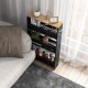Rolling kitchen slim storage cart in black with 3-tier shelves, handle, and protective side panels for compact spaces.