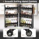 Rolling kitchen slim storage cart with 3 tiers, black engineered wood, and smooth rolling lockable casters for easy.