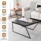 Black coffee table set of 2 with powder-coated metal legs, featuring a spacious tabletop and unique trapezoid shape.