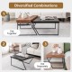 Coffee table set of 2 with black powder-coated metal legs, featuring a unique trapezoid shape for versatile use.