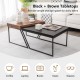Coffee table set of 2 with black and brown tabletops, featuring powder-coated metal legs for stylish storage solutions.