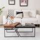 Coffee table set of 2 with black powder-coated metal legs and unique trapezoid shape, perfect for stylish living rooms.